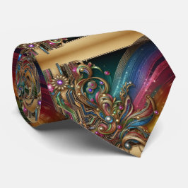 Art Deco Art Nouveau Rainbow Circuit Board Necktie Krawatte