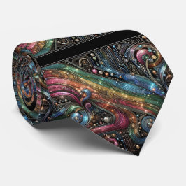 Art Deco Art Nouveau Rainbow Circuit Board Necktie Krawatte