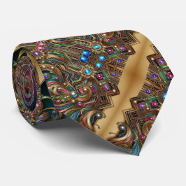 Art Deco Art Nouveau Rainbow Circuit Board Necktie Krawatte