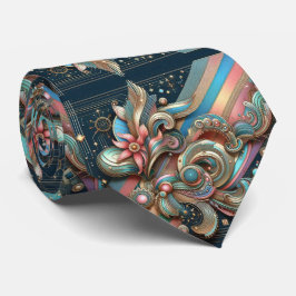 Art Deco Art Nouveau Rainbow Circuit Board Necktie Krawatte