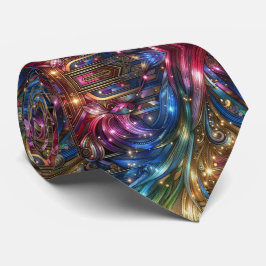 Art Deco Art Nouveau Rainbow Circuit Board Necktie Krawatte