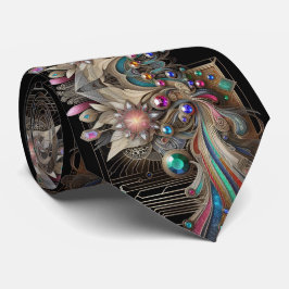 Art Deco Art Nouveau Rainbow Circuit Board Necktie Krawatte