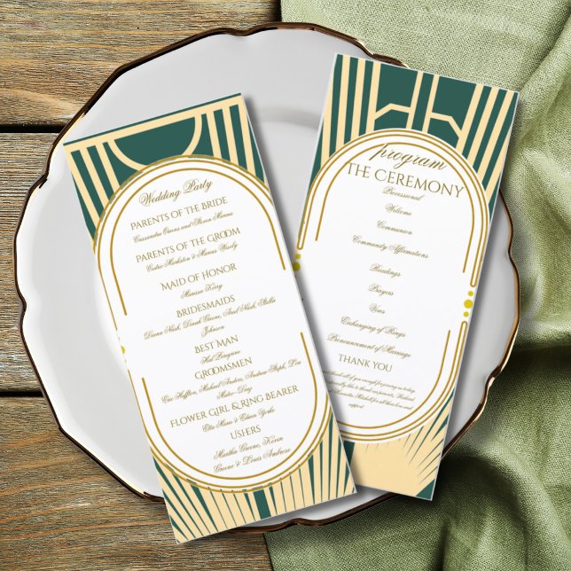 Art Deco Art Nouveau Striped Gold Tone Program (Von Creator hochgeladen)