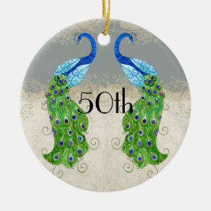 Art Deco Art Peacock Grau Vintage Spitze Keramikornament