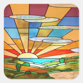 Art-Deco-Aufkleber aus Hartglas 1 Quadratischer Aufkleber