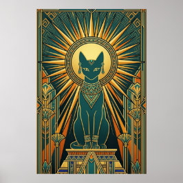 Art Deco Aufsteigende Schwarze Katze Wandkunst Poster