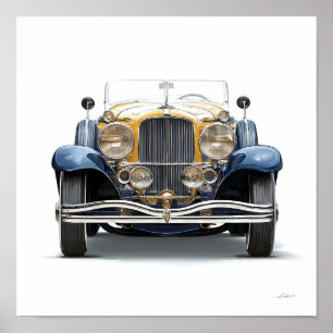 Art Deco Automobilkunst: Vergoldeter Roadster Poster