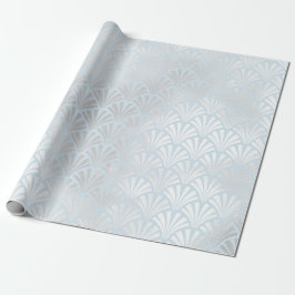 Art Deco Baby Blue Silver Gray Scales Seashells Geschenkpapier