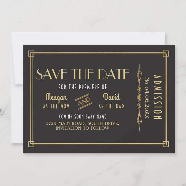 Art-Deco-Babydusche Gatsby der 1920er Jahre Save t Save The Date (Vorderseite)