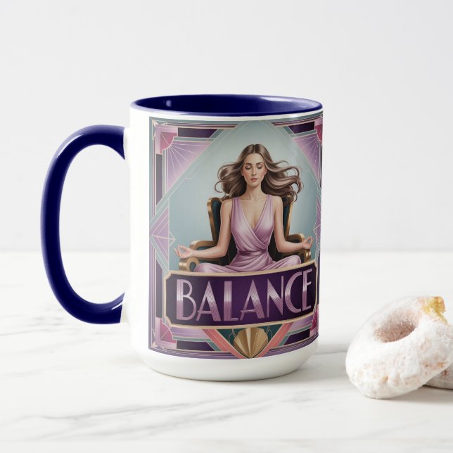 Art Deco Balance Meditationsbecher Tasse (Mit Donut)