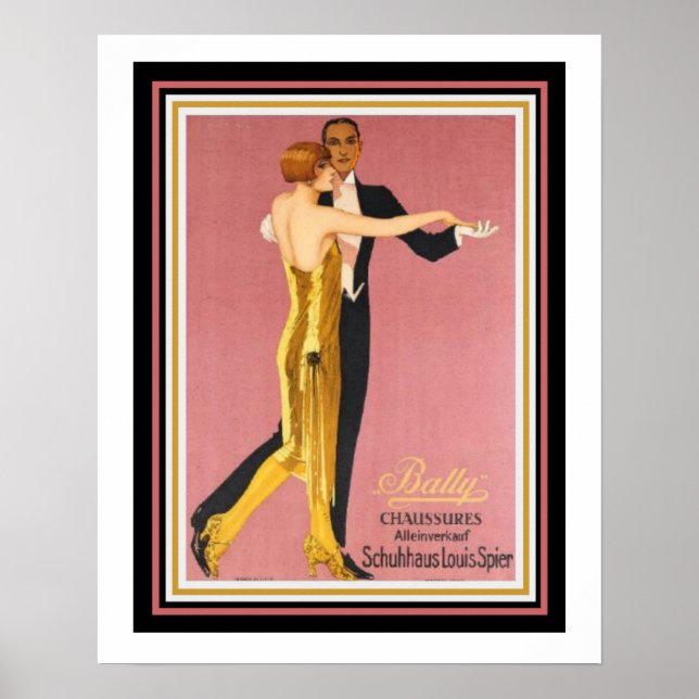 Art Deco "Bally Chausures" Poster 16 x 20 (Vorne)