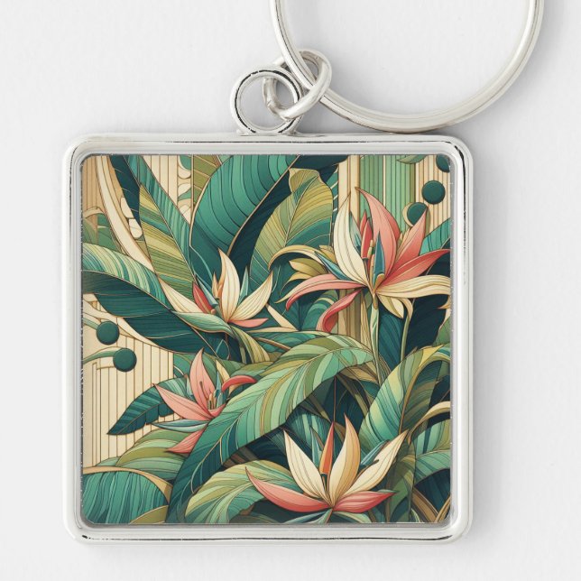 Art Deco Banana Leaf Schlüsselanhänger (Vorne)