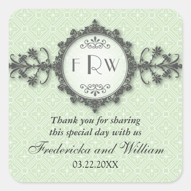Art Deco Band Sage Wedding Sticker (Vorderseite)