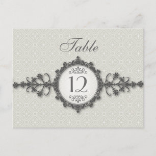 Art Deco Band Taupe Tischnummer Card