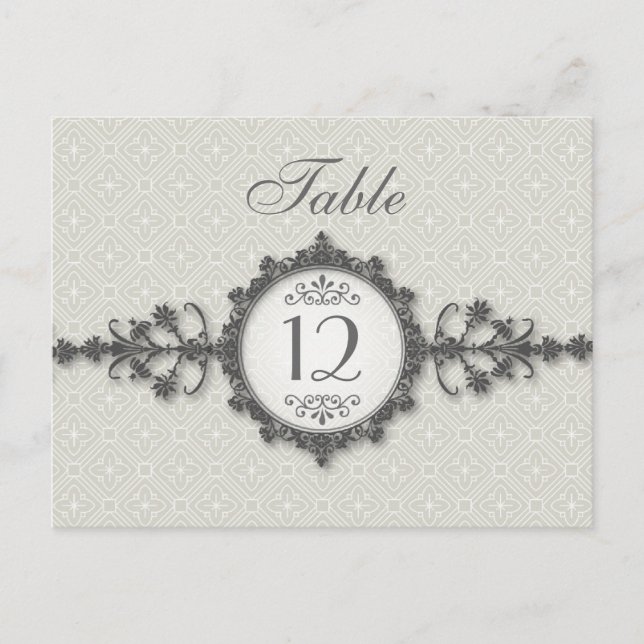 Art Deco Band Taupe Tischnummer Card (Vorderseite)
