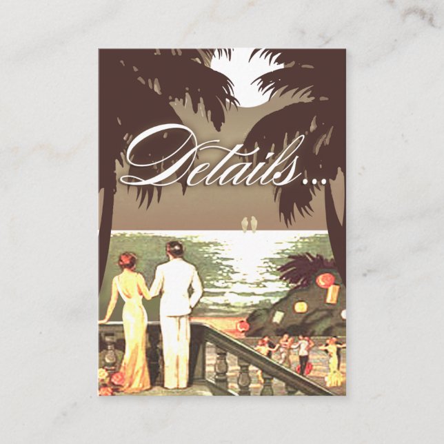 Art Deco Beach Details Registrierungskarte Begleitkarte (Vorderseite)