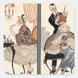 Art Deco Beauty Quadratischer Aufkleber