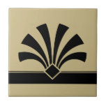 Art Deco Beige Schwarz Geometrische Blume Element Fliese<br><div class="desc">Elegante Deko-Stil geometrische Blume Element auf einem beigen Hintergrund dekorative Keramik Fliesen. Das elegante Design ist perfekt für ein Vintages Interieur im Deko Retro-Stil.</div>