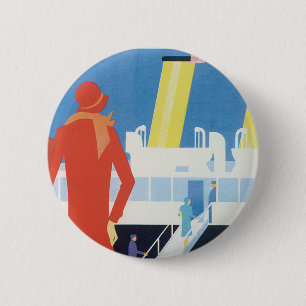 Art Deco Belgien-Fährplakat Button