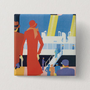 Art Deco Belgisches Ferry Poster Button