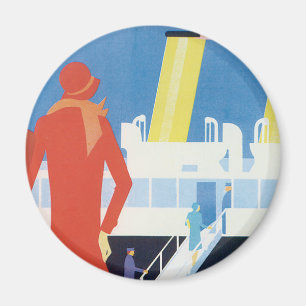 Art Deco Belgisches Ferry Poster Magnet