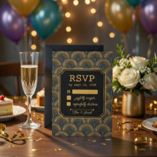 Art Deco bestickte Hochzeit-RSVP-Karte RSVP Karte