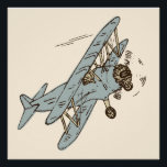 Art Deco Bi-Flugzeug - Blau ohne Text. Poster<br><div class="desc">Handgezeichnet Retro-Stahl blaues bi-Flugzeug-Set auf einem cremefarbenen Hintergrund. Dies ist ein transparentes Bild. Sie können die Hintergrundfarbe, die Größe und Position des Bildes ändern und Ihren eigenen Text hinzufügen (vielleicht einen Namen hinzufügen?). Dieses Design entspricht der Art Deco Bi-Flugzeug Kollektion.</div>