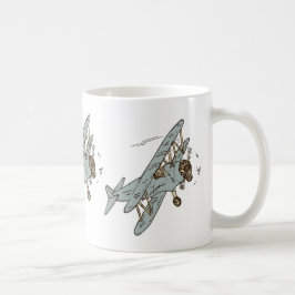 Art Deco Bi-Flugzeug - gelb ohne Text. Kaffeetasse
