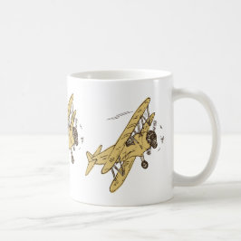 Art Deco Bi-Flugzeug - gelb ohne Text. Kaffeetasse