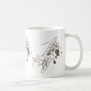 Art Deco Bi-Flugzeug - Konturen nur ohne Text. Kaffeetasse