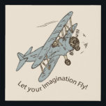 Art Deco Bi-Flugzeug - lass deine Fantasie. Künstlicher Leinwanddruck<br><div class="desc">Handgezeichnet Retro-Stahl blaues bi-Flugzeug-Set auf einem cremefarbenen Hintergrund. Dies ist ein transparentes Bild und Text ist ein fester Bestandteil des Bildes. Sie können die Hintergrundfarbe,  die Größe und Position des Bildes ändern und mehr Text hinzufügen (vielleicht einen Namen hinzufügen?). Dieses Design entspricht der Art Deco Bi-Flugzeug Kollektion.</div>