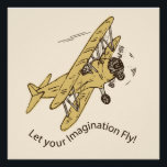 Art Deco Bi-Flugzeug - lass deine Fantasie. Poster<br><div class="desc">Handgezeichnet Retro-Senf gelbes bi-Flugzeug Set auf einem cremefarbenen Hintergrund. Dies ist ein transparentes Bild und Text ist ein fester Bestandteil des Bildes. Sie können die Hintergrundfarbe,  die Größe und Position des Bildes ändern und mehr Text hinzufügen (vielleicht einen Namen hinzufügen?). Dieses Design entspricht der Art Deco Bi-Flugzeug Kollektion.</div>