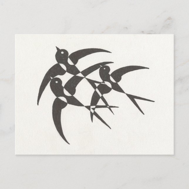 Art Deco Birds Postcard Postkarte (Vorderseite)