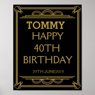Art Deco BIRTHDAY oder Party Sign machen Ihre eige Poster
