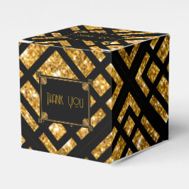 Art Deco Black and Gold Gastgeschenk Hochzeit Box Geschenkschachtel