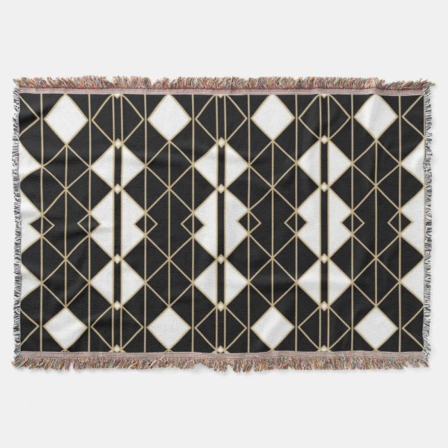 Art Deco Black and Gold Geometric luxury Decke (Vorderseite)