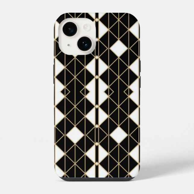 Art Deco Black and Gold Geometric luxury iPhone Hülle (Rückseite)