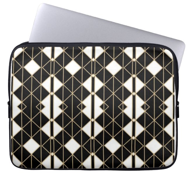 Art Deco Black and Gold Geometric luxury Laptopschutzhülle (Vorderseite)
