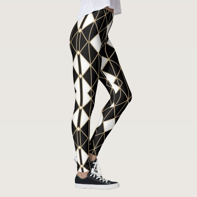 Art Deco Black and Gold Geometric luxury Leggings (Rechts)