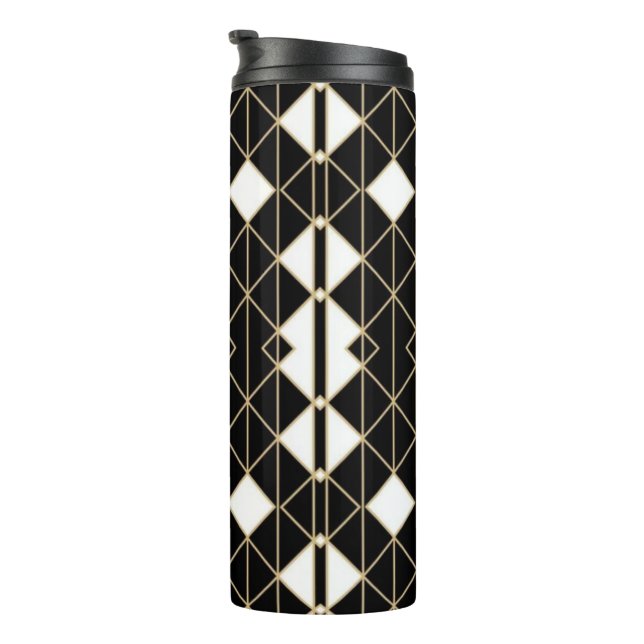 Art Deco Black and Gold Geometric luxury Thermosbecher (Nach rechts gedreht)
