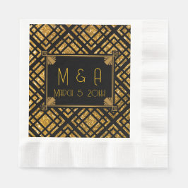 Art Deco Black and Gold Hochzeit Napkins Serviette