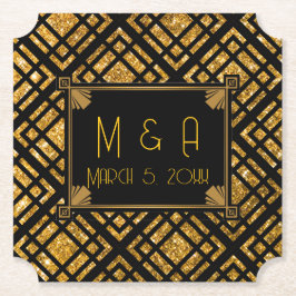 Art Deco Black and Gold Hochzeitsticket Untersetze Untersetzer