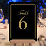 Art Deco Black and Gold Tischnummer<br><div class="desc">Diese eleganten Deko Schwarz und Gold doppelseitig bedruckte Tischnummern sind perfekt für alle Feiern. Entwickelt von Thisisnotme©</div>