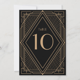 Art Deco Black and Gold Tischnummer Card