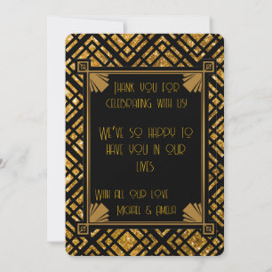 Art Deco Black and Gold Wedding Dankeschön Karte