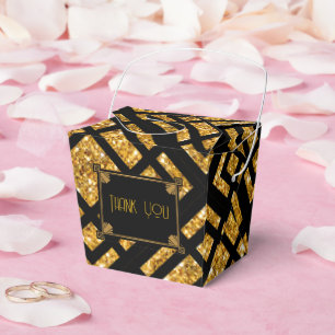 Art Deco Black and Gold Wedding Out Gunst Box Geschenkschachtel