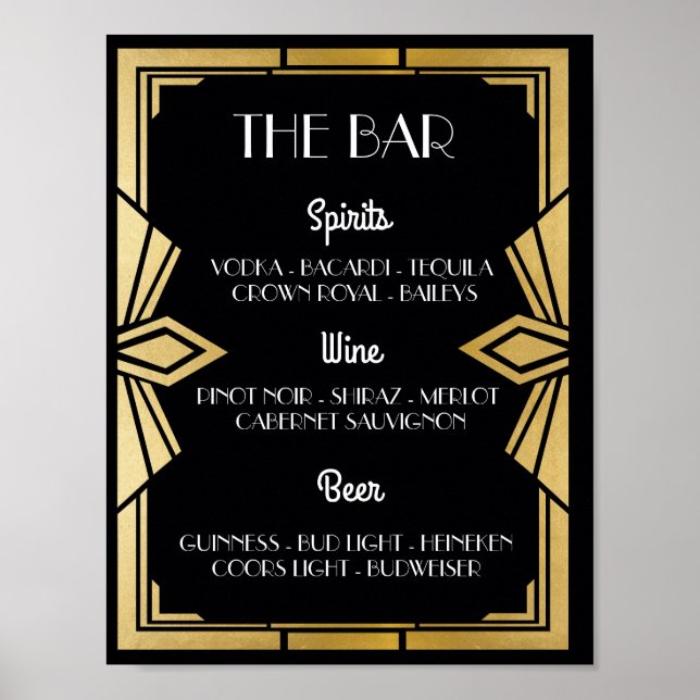 Art Deco Black Bar Sign Wedding Reception der 1920 Poster (Vorne)