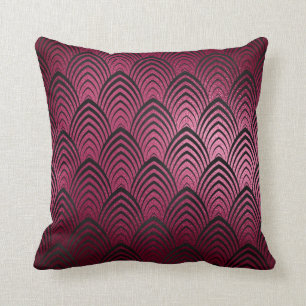 Art Deco Black Bordeaux Geometrische Skala Classic Kissen