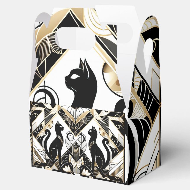Art Deco Black Cats Geschenkschachtel (Geöffnet)