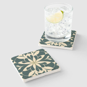 Art Deco Black Floral Steinuntersetzer